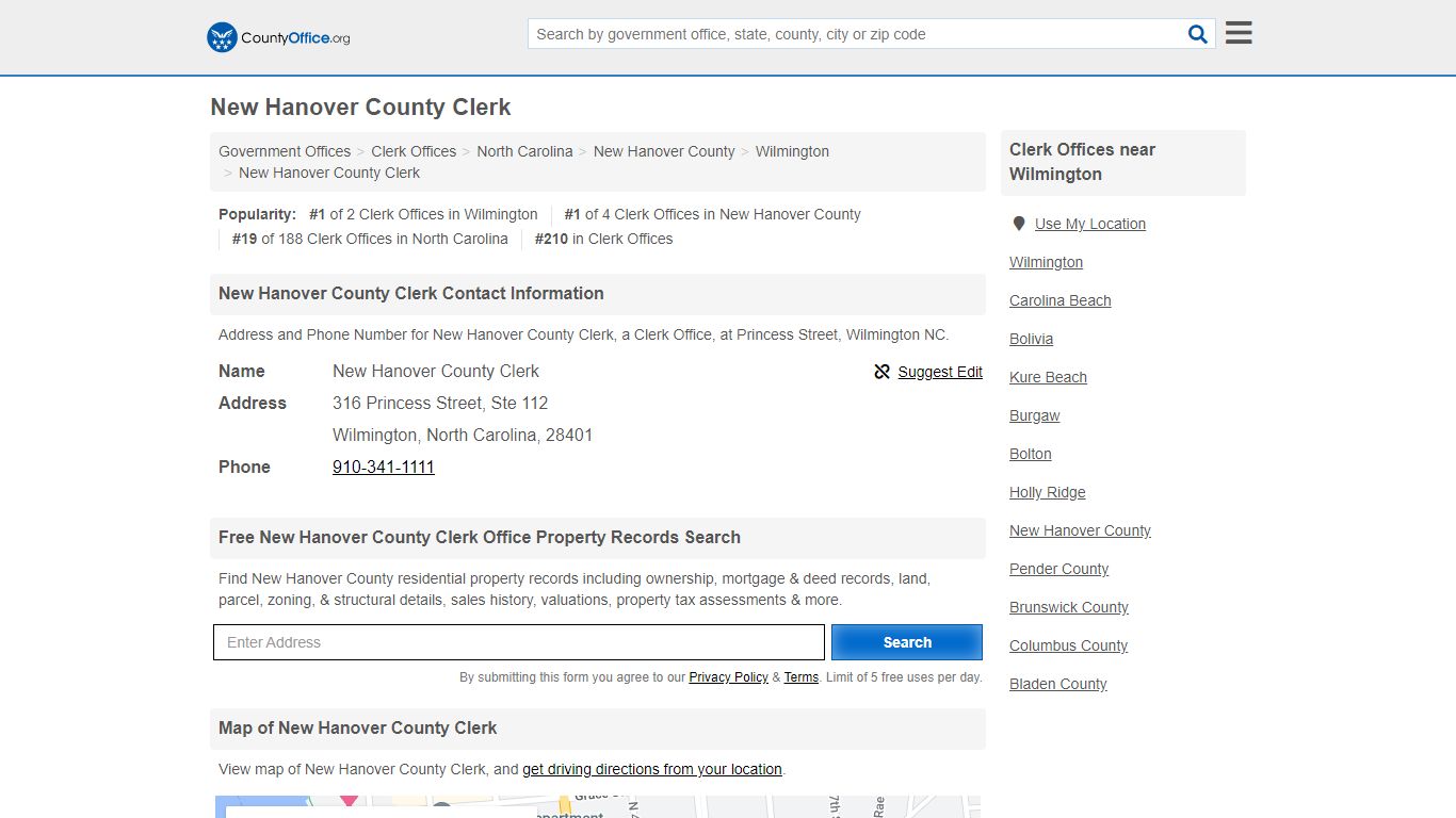 New Hanover County Clerk - Wilmington, NC (Address and Phone)