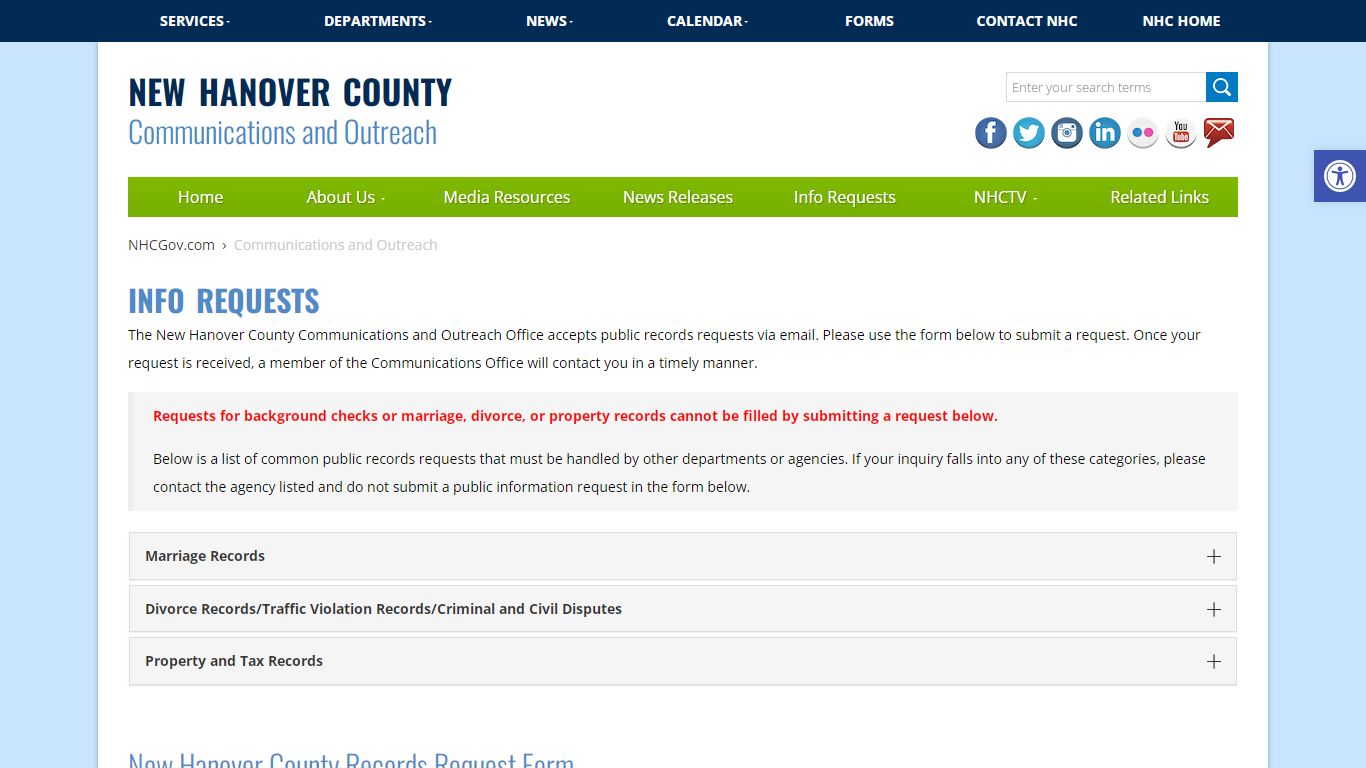 Info Requests - New Hanover County